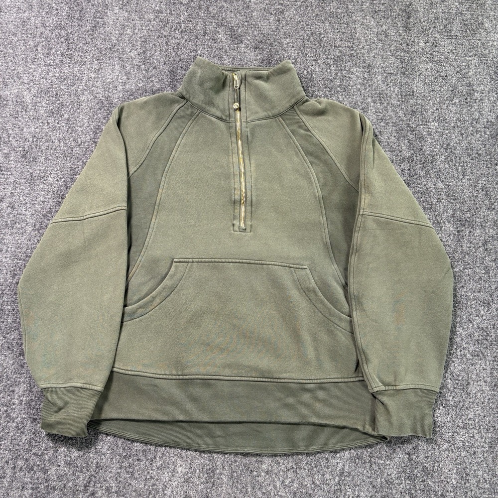 Lululemon Scuba Oversized Funnel Neck Half Zip Womens XS/S Green Sweatshirt Gold